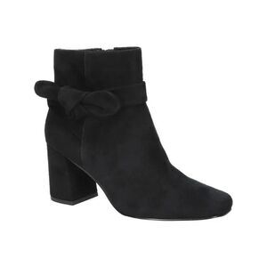 Bella Vita Felicity Booties Womens 11W Black Suede Bow Heel Wide Width NWOT